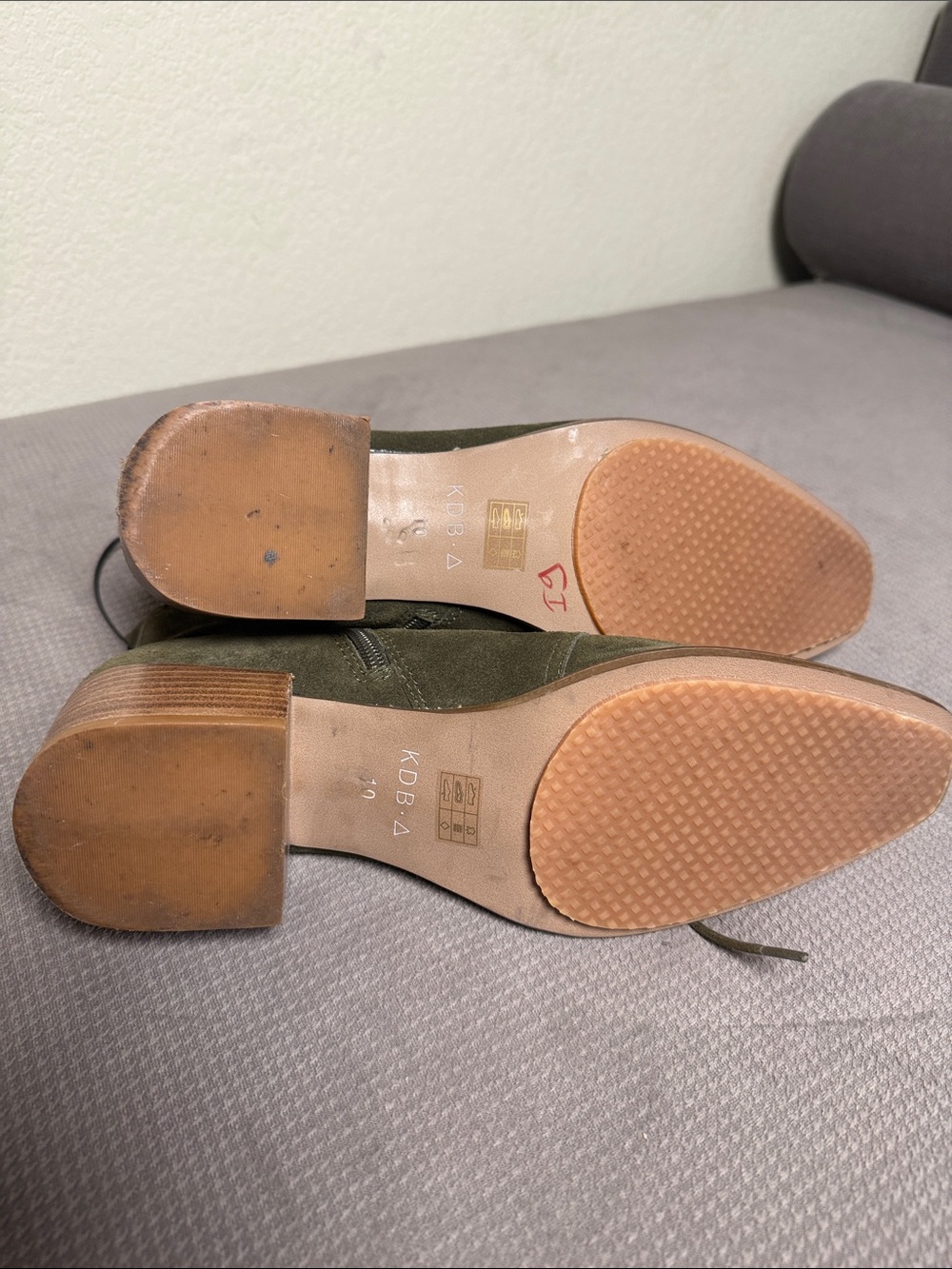 Kelsi Dagger for Anthropologie Olive Green Suede Lace-Up Ankle Boots - Picture 7 of 10